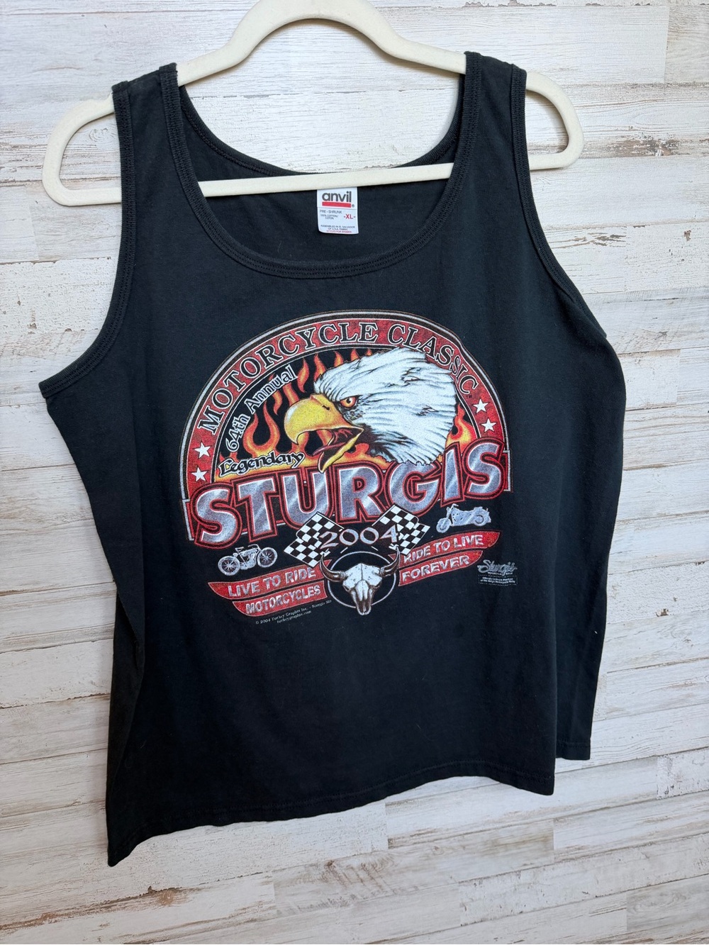 Black 2004 Sturgis Graphic Tank with Eagle and Red Accents